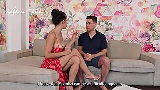 my spanish tricky teacher seduces with blowjob and sex