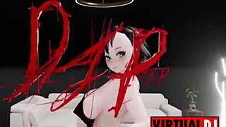 I watch cute futanari rachel dance seductively in this mmd video.
