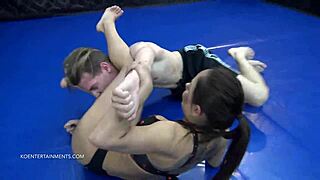 sparring against femdom nomi malone in bikini leads to quick submission and facesitting