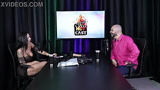 Brazilian model in sheer red with friend interaction