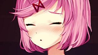 yo, caught natsuki from ddlc in the restroom at nightclub, clothes ripped! 😱