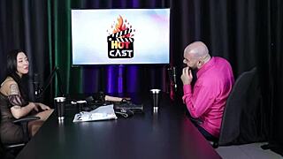 Brazilian model in sheer red with friend interaction