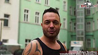 german blonde plays funny sex game on tv and masturbates