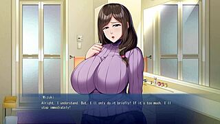 Lewd anime housewife with big tits takes big black cock