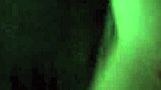 This young blonde teen rides big white cock with romantic lights around