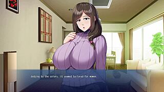 Lewd anime housewife with big tits takes big black cock