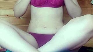 Sweet girl in mask masturbating pussy with vibrator 😍