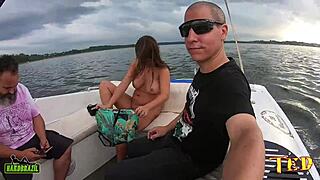 Dialogic Paola Gurgel messing around on the boat deck at Guarapiranga Dam with Samuray Farias - wanna join us?