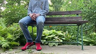 Milf with Gorgeous White Ass Changing Pads in Public Park