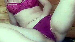 Sweet girl in mask masturbating pussy with vibrator 😍