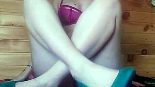 Sweet girl in mask masturbating pussy with vibrator 😍