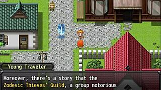 The girl saves the boy she loves and the village people from nasty curses in Rebecca's sword adventure part 5.