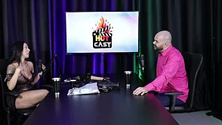 Brazilian model in sheer red with friend interaction