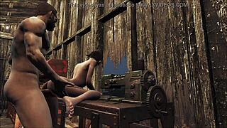 brunette teen in fallout 4 workshop gets assfucked and anal fucked in 3d hentai