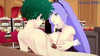 Nejire Hado and Tsuyu Asui join Izuku Midoriya in bunny girl outfits for a My Hero Academia adventure.