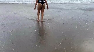 Hardcore beach ass fucking with amateur couple