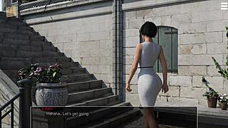 Knockout master teases big tits outdoors