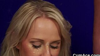 Naughty Idol Gets a Massive Cumshot on Her Face and Swallows Every Drop, Damn!