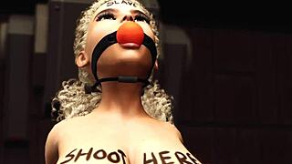 Watch this horny lesbian slut get fucked hard with a strap-on in restraints