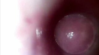 Camera Inside Her Pussy as She Pounds with 8-Inch Dildo