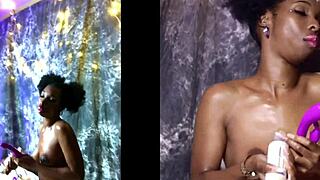 goddess luxxx28 shows pussy spread while playing with sexy toys ebony babe explores black and pink pussy