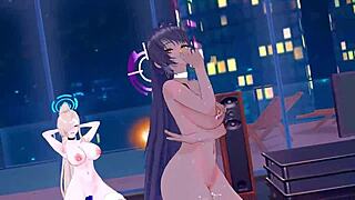 Beautiful women in erotic situations in Blue Archive and Sword Art Online