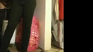 Sexy striptease with ripped clothes and oiled body