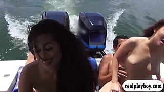 i joined a pretty teen coed foursome on a speedboat with big cocks