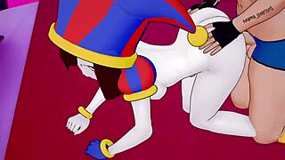 Pomni, bent over in this 3D cartoon, craves doggystyle sex once more.