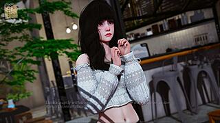 in eternum 212, this mature anime babe flaunts her huge tits in sexy outfit