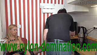 Nylon domina trains housewife in bdsm with spitting and humiliation