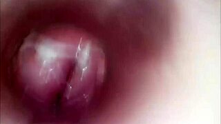 Camera Inside Her Pussy as She Pounds with 8-Inch Dildo