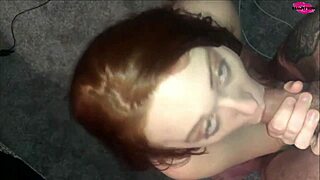 Amateur teen spitting and sucking on cock, what a wild close-up scene.