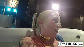 Leya Falcon Uses Tub Shower Head On Her Ass!