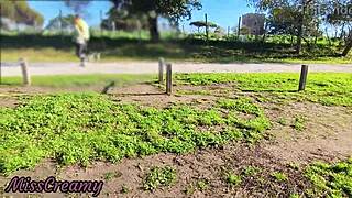 Flashing my cock in public park and stepdaughter helps cumshot?