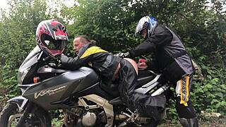 Nymphofist gay biker takes extreme fisting to the limit!