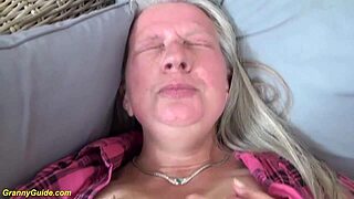 ugly grandma gives footjob on big dick, so wild! 😅