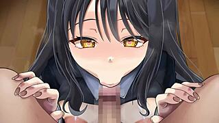 hey, watch this junior anime hentai girl suck cock like a pro, does she swallow?