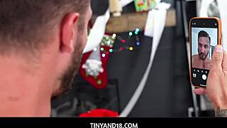 tiny teen 18+ unwraps christmas gift in petite style