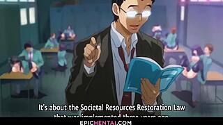 in the hentai world, a cartoon girl gets anal and her face turns ahegao