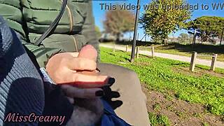 Flashing my cock in public park and stepdaughter helps cumshot?