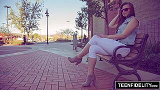 Jillian Janson's first anal scene with a gay porn website called Teenfidelity