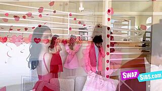 teens swapping to give stepbros hot kissing lessons on sofa