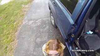 Perky Blonde Amateur Earns Cash For Outdoor Blowjob