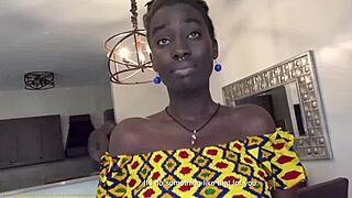 Tall black amateur babe rides big cock fake agent at AfricanCasting.