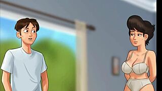 In the summertime saga, a church milf gets caught masturbating with a police baton in her bikini.