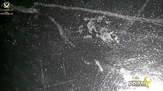 hot brunette in wild gangbang action