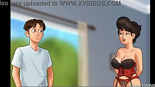 In the summertime saga, a church milf gets caught masturbating with a police baton in her bikini.