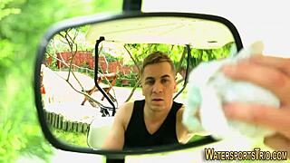 Slut gets soaked in piss outdoors, wanna see more?