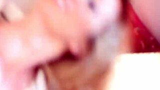 busty brett masturbates in red high heels